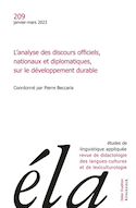 Études de linguistique appliquée, no 209